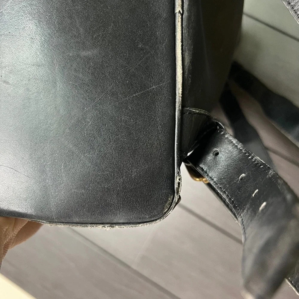 Coach VTG Black Leather Backpack Bucket Daypack USA Made 90s Rare PROJECT BAG